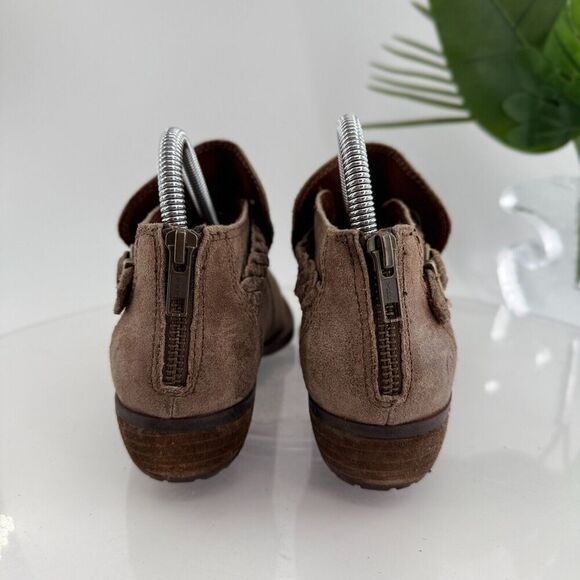 Born Womens Sylvia Boot Size 6.5 Brown Suede Distressed Braid Strap Boho Bootie - Picture 7 of 16